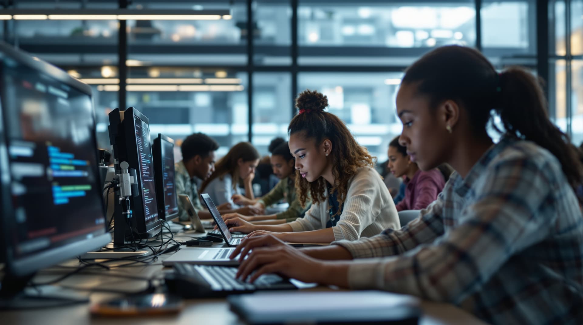 Youth athletes collaborating